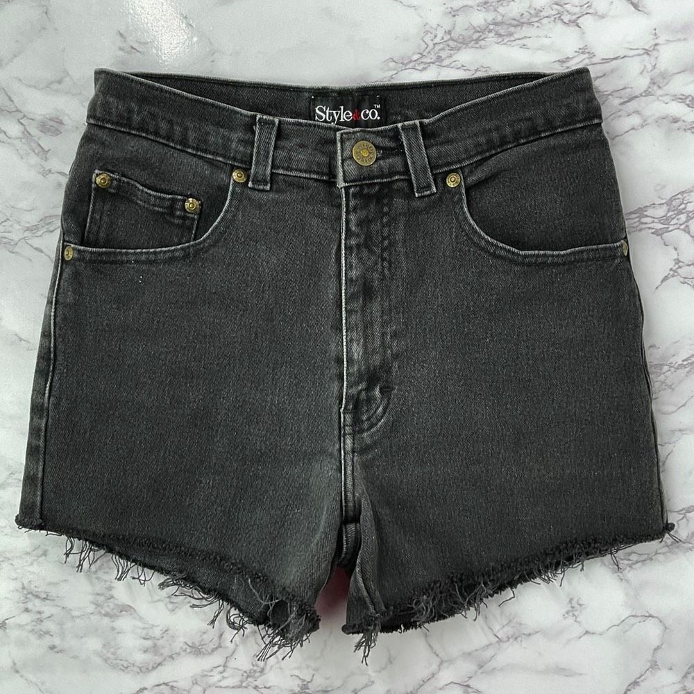 Style & Co Vintage Faded Black Custom Cutoff Denim Jean Shorts 5